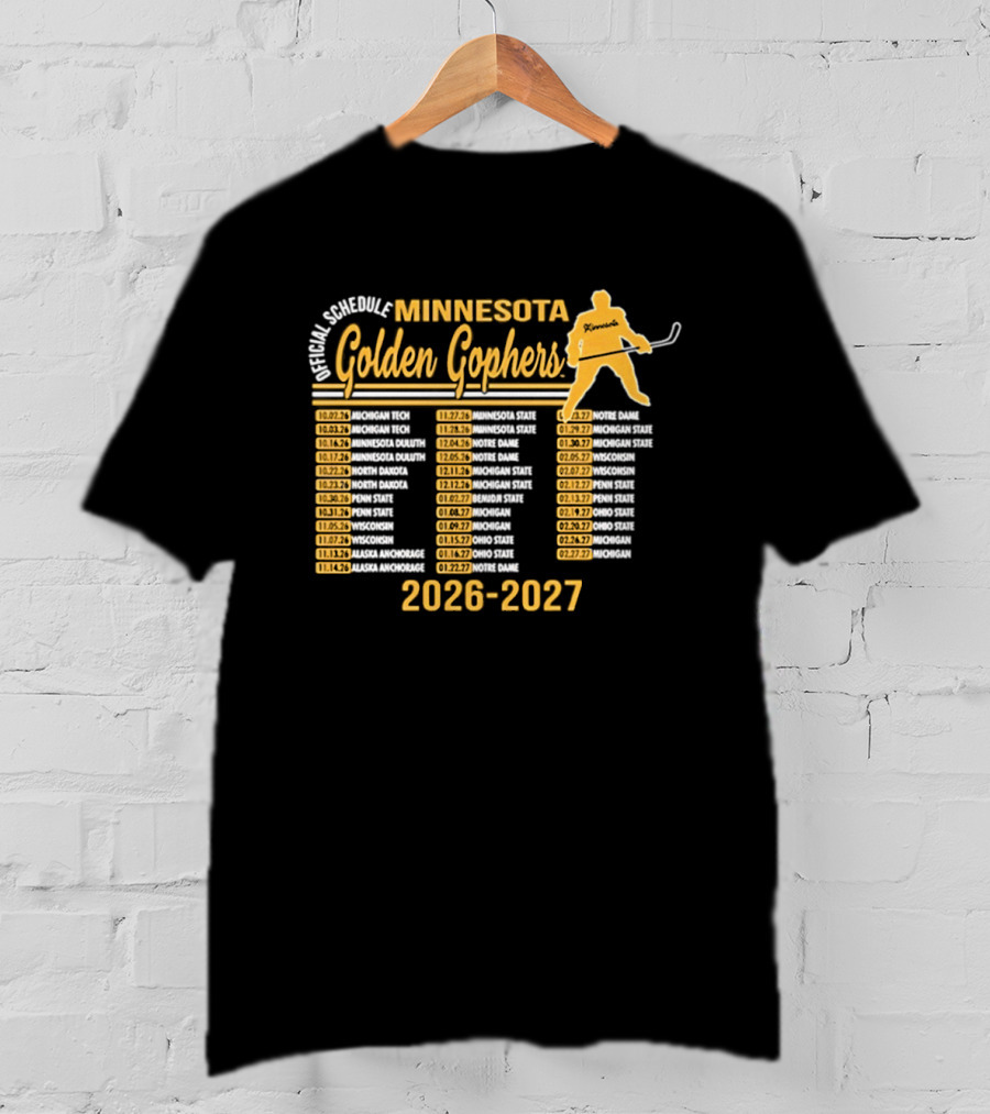 Minnesota Golden Gophers Ice Hockey Schedule 2026 2027 Player Highlights T-Shirt