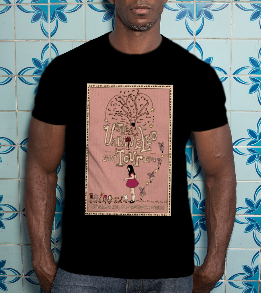 Olivia Rodrigo The Unraveled Tour Charlotte October 7 8 2026 Limited Concert Vintage Pink Design With Tree Butterflies Stars T-Shirt