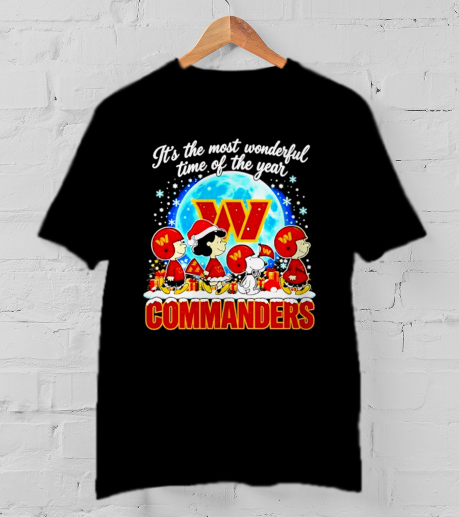 Peanuts Washington Commanders 2026 Christmas It's The Most Wonderful Time Of The Year T-Shirt