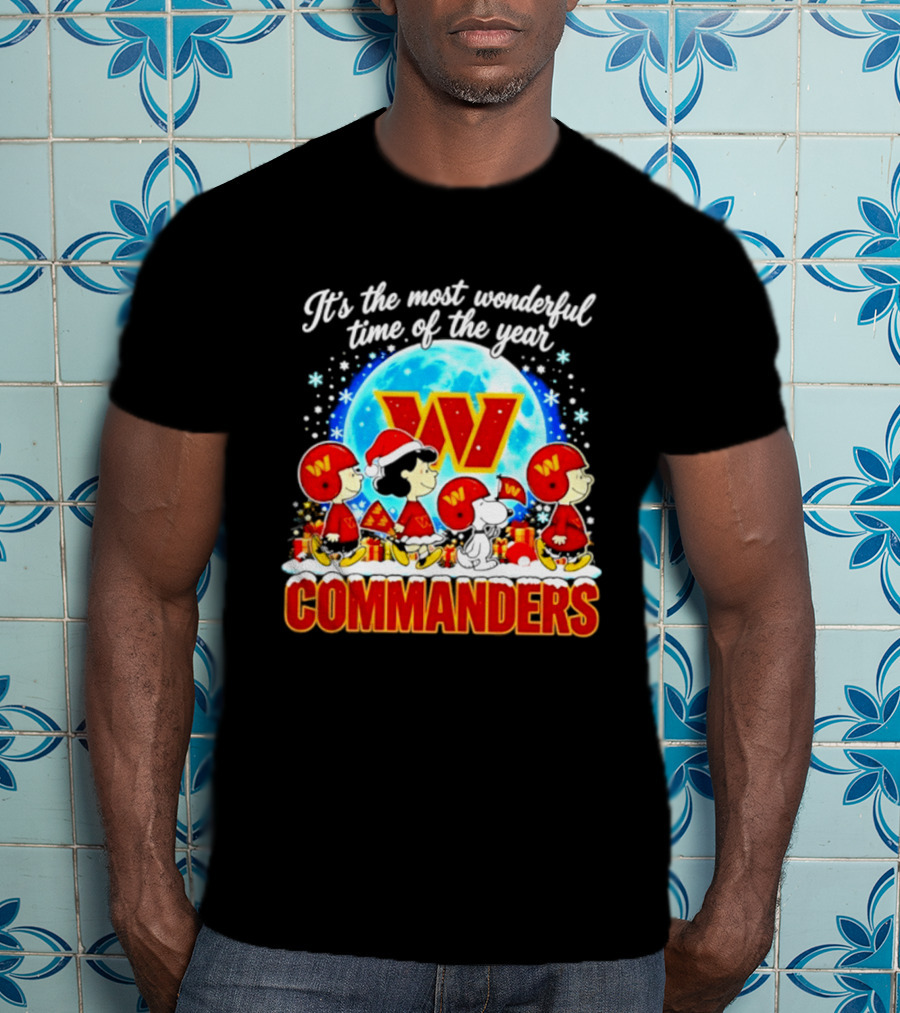 Peanuts Washington Commanders 2026 Christmas It's The Most Wonderful Time Of The Year T-Shirt