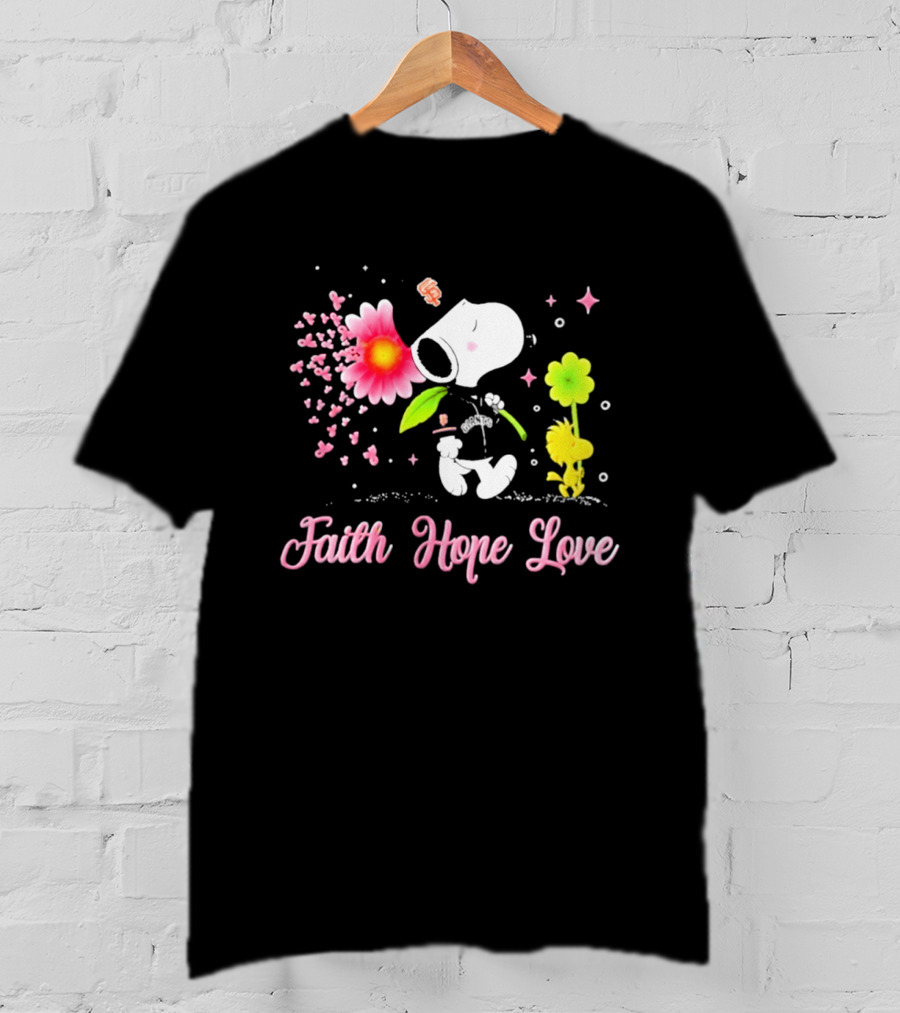 Faith Hope Love Snoopy San Francisco Giants Breast Cancer Awareness T-Shirt