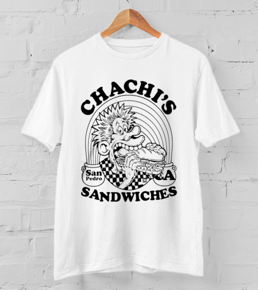 Chachi's San Pedro CA Sandwiches Sandwich Shop Comic Character Eating Sandwich T-Shirt