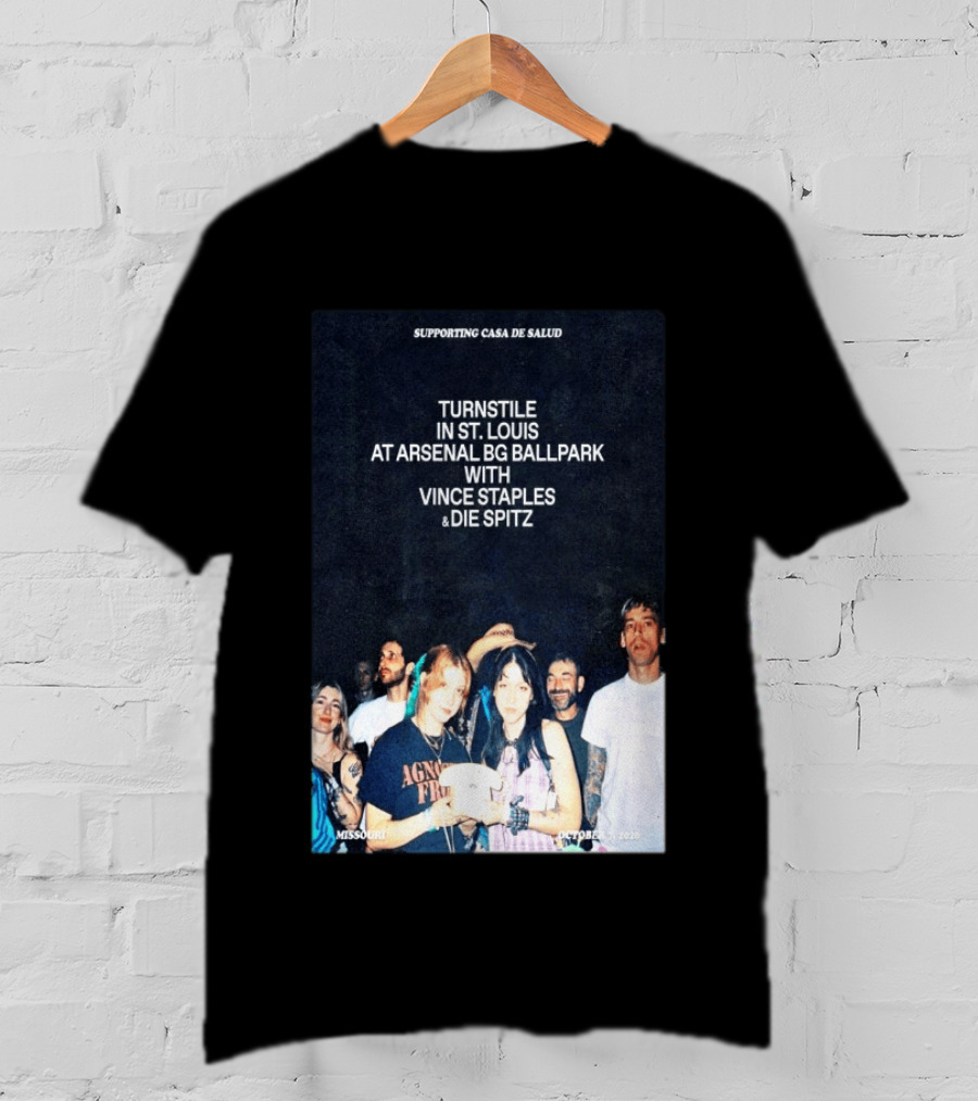Turnstile St. Louis Arsenal BG Ballpark Vince Staples Die Spitz October 2026 Supporting Casa De Salud Missouri T-Shirt