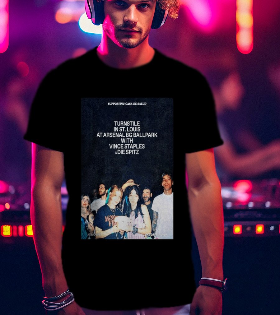 Turnstile St. Louis Arsenal BG Ballpark Vince Staples Die Spitz October 2026 Supporting Casa De Salud Missouri T-Shirt