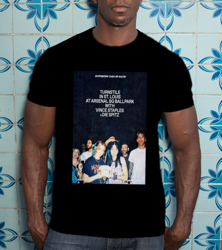 Turnstile St. Louis Arsenal BG Ballpark Vince Staples Die Spitz October 2026 Supporting Casa De Salud Missouri T-Shirt