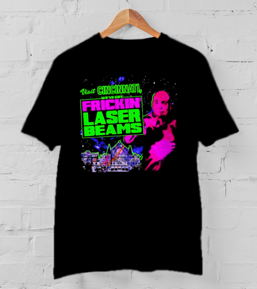 Visit Cincinnati Frickin' Laser Beams Retro Neon T-Shirt