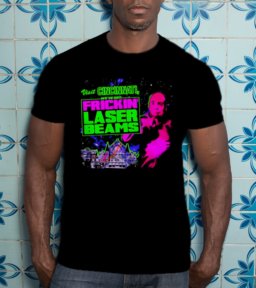 Visit Cincinnati Frickin' Laser Beams Retro Neon T-Shirt