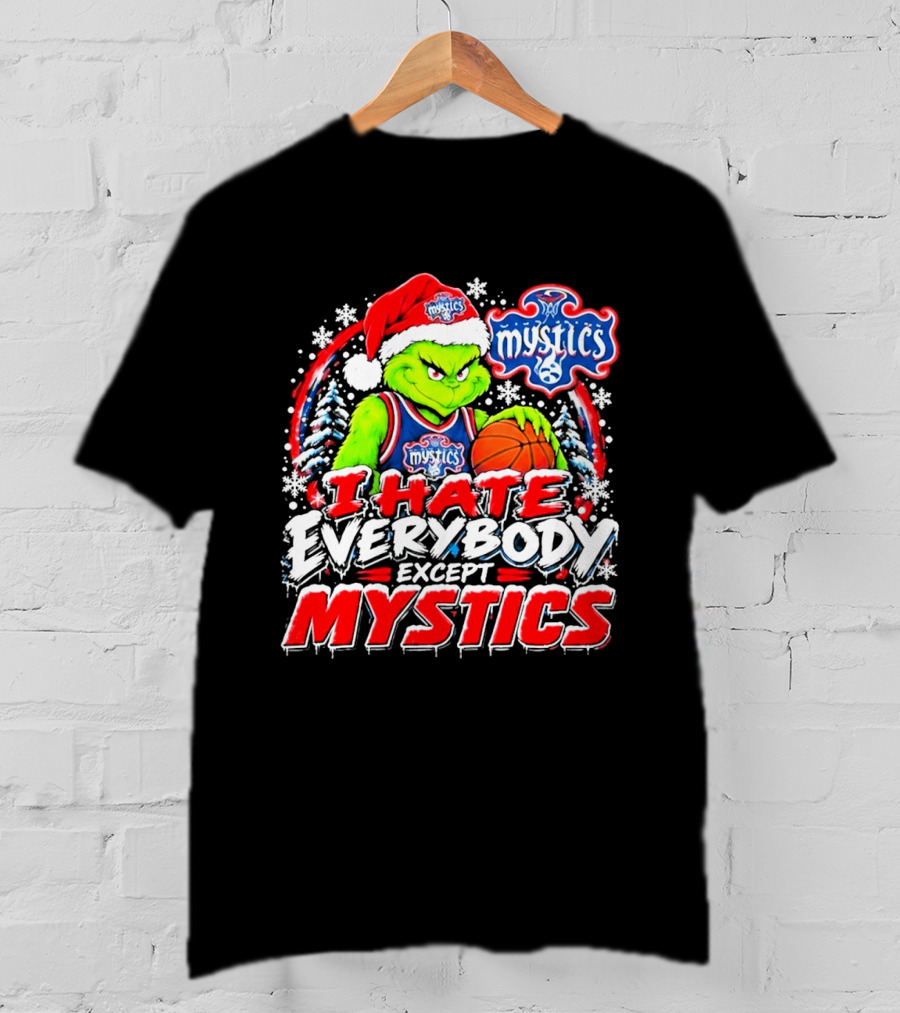 Washington Mystics I Hate Everybody Except Mystics Grinch Christmas T-Shirt
