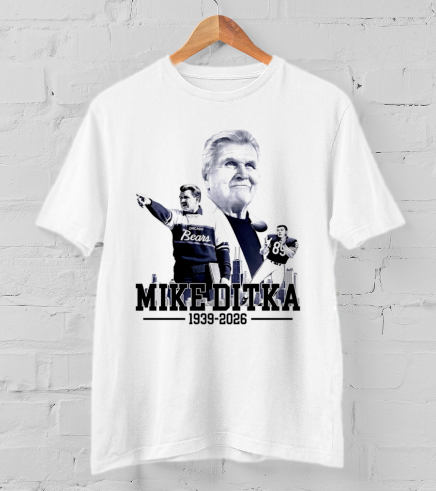 Mike Ditka Da Coach Chicago Bears In Loving Memory 1939 2026 City Skyline T-Shirt