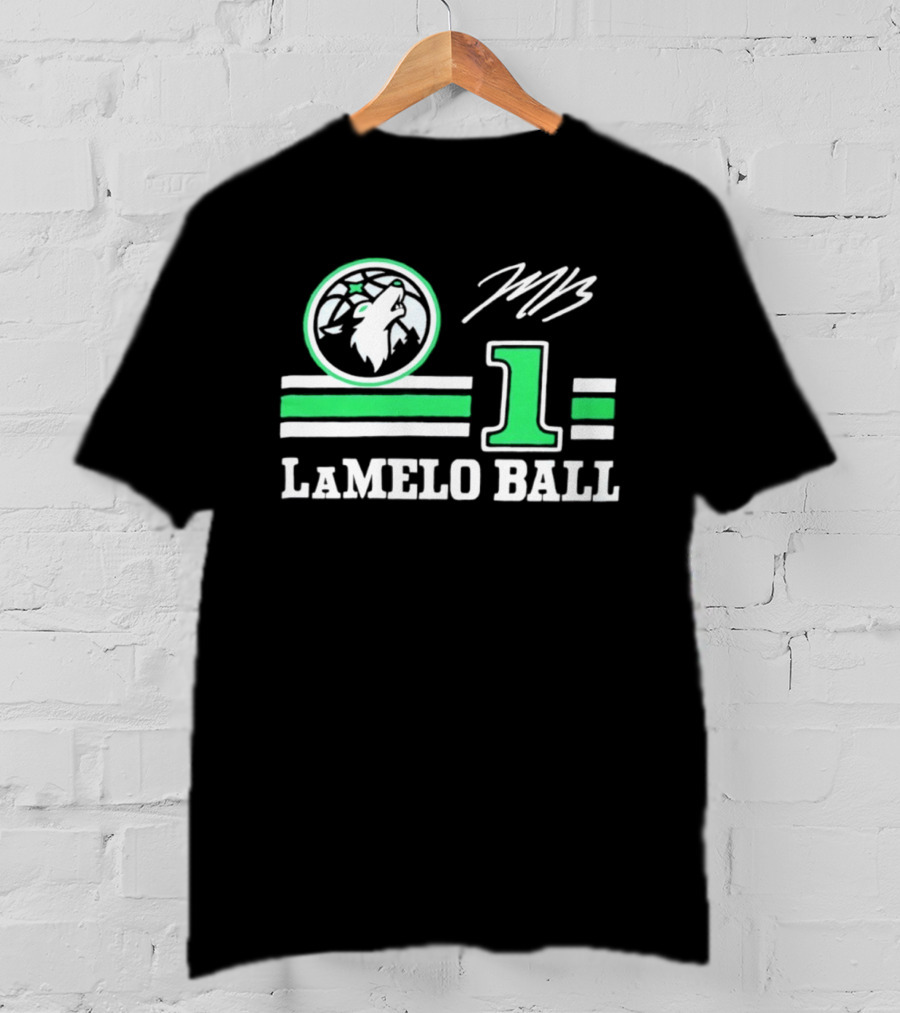 LaMelo Ball 1 Timberwolves Logo MB Signature NBA Basketball T-Shirt