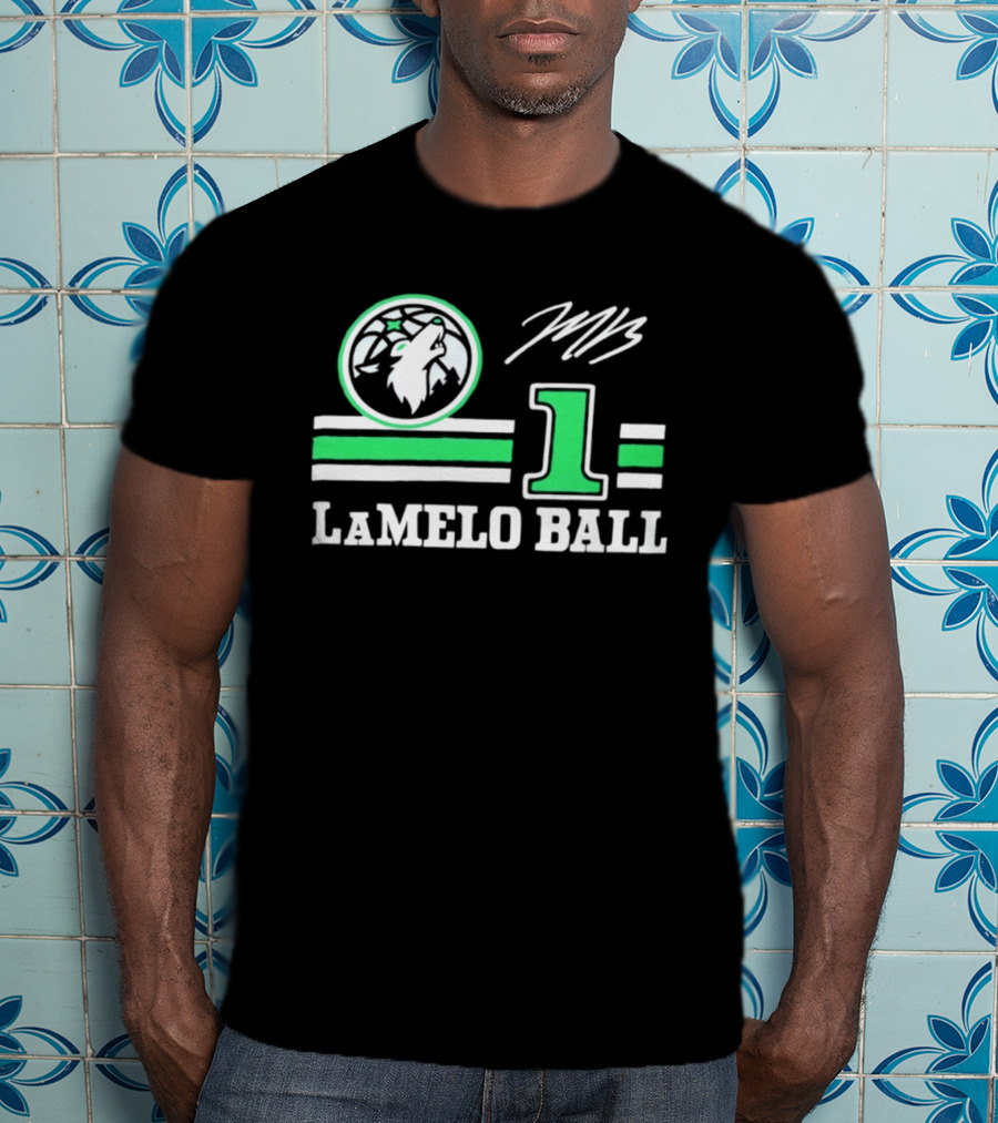 LaMelo Ball 1 Timberwolves Logo MB Signature NBA Basketball T-Shirt