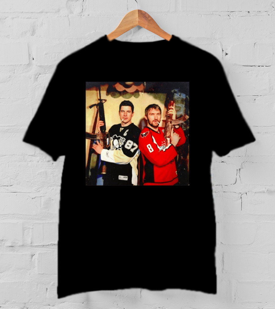 Legend Hockey Alex Ovechkin Sidney Crosby Cigar Guns Penguins Capitals T-Shirt