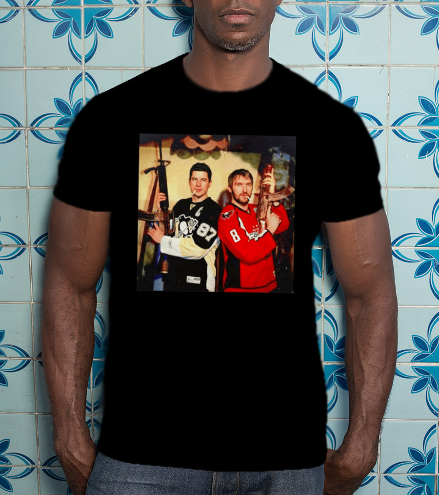 Legend Hockey Alex Ovechkin Sidney Crosby Cigar Guns Penguins Capitals T-Shirt