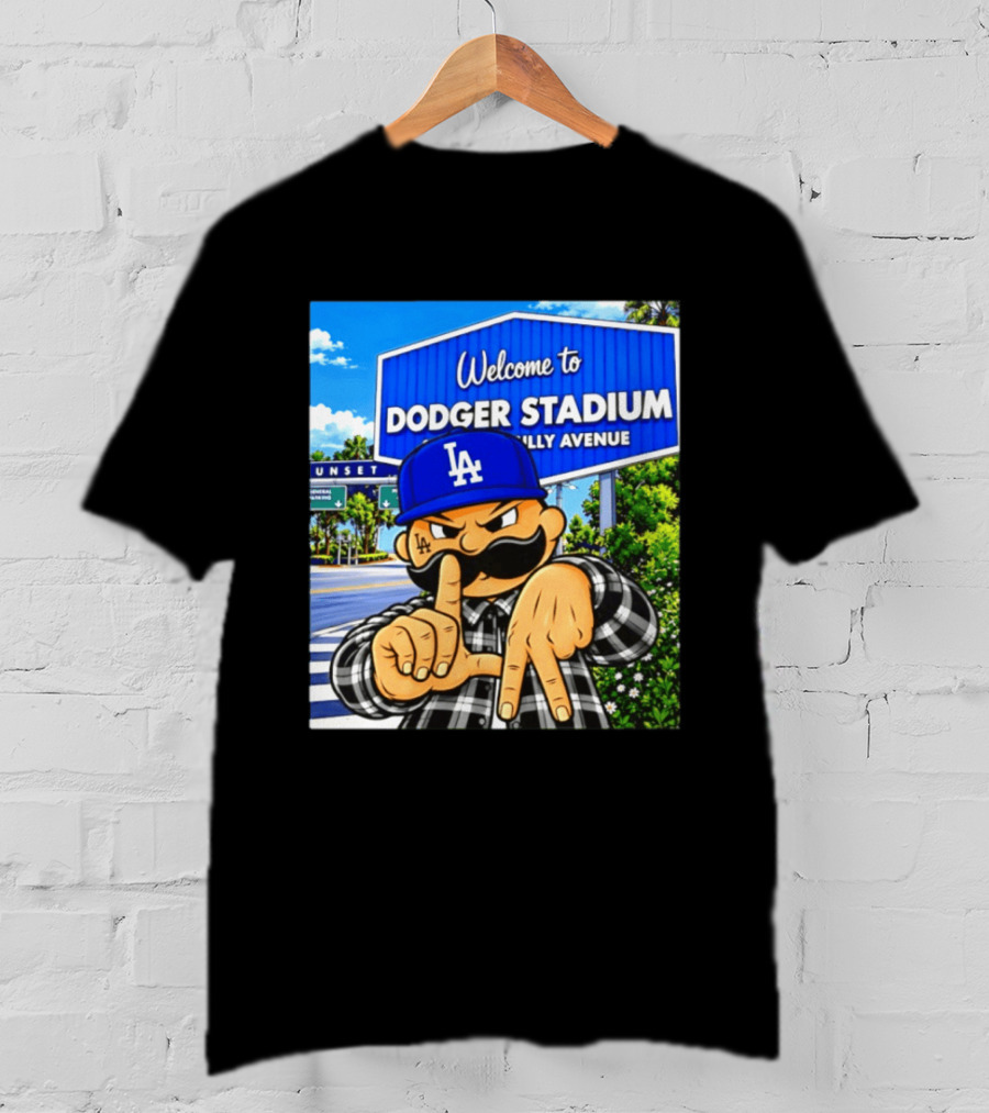Welcome To Dodger Stadium Sunset Billy Avenue LA Dodgers Cholo T-Shirt