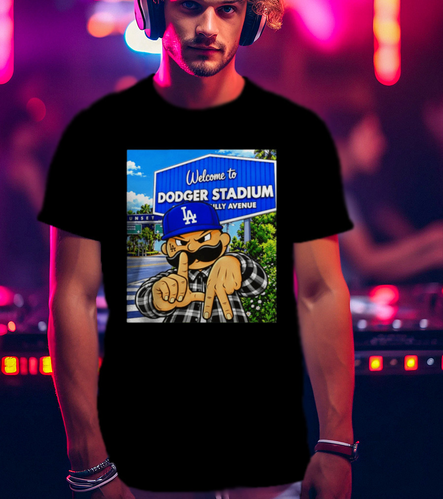Welcome To Dodger Stadium Sunset Billy Avenue LA Dodgers Cholo T-Shirt