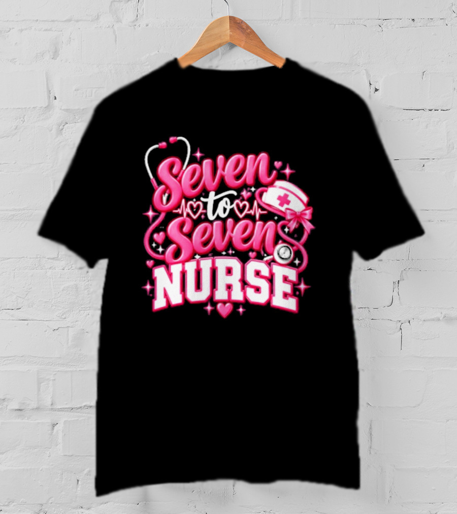 Seven To Seven Nurse Heartbeat And Stethoscope T-Shirt