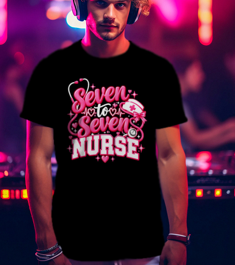 Seven To Seven Nurse Heartbeat And Stethoscope T-Shirt