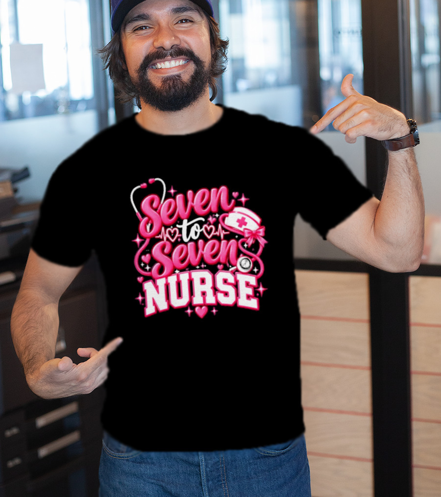 Seven To Seven Nurse Heartbeat And Stethoscope T-Shirt