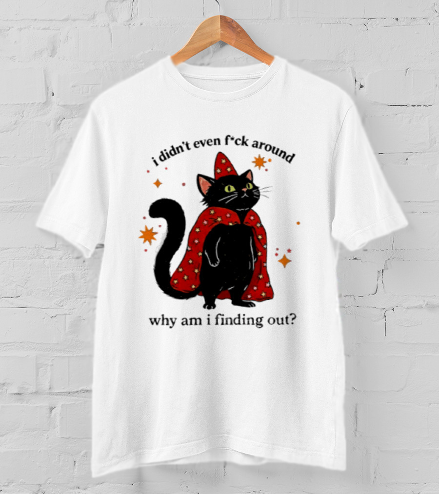 Wizard Cat I Didn't Even F Ck Around Why Am I Finding Out Magic Cloak Stars T-Shirt
