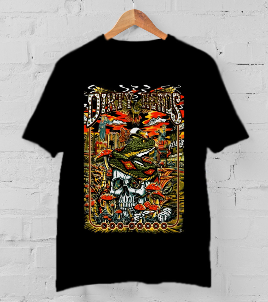 Dirty Heads Las Vegas 2026 Event With Snake Skull And Neon Lights T-Shirt