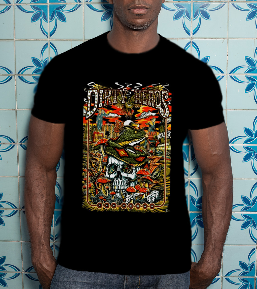 Dirty Heads Las Vegas 2026 Event With Snake Skull And Neon Lights T-Shirt