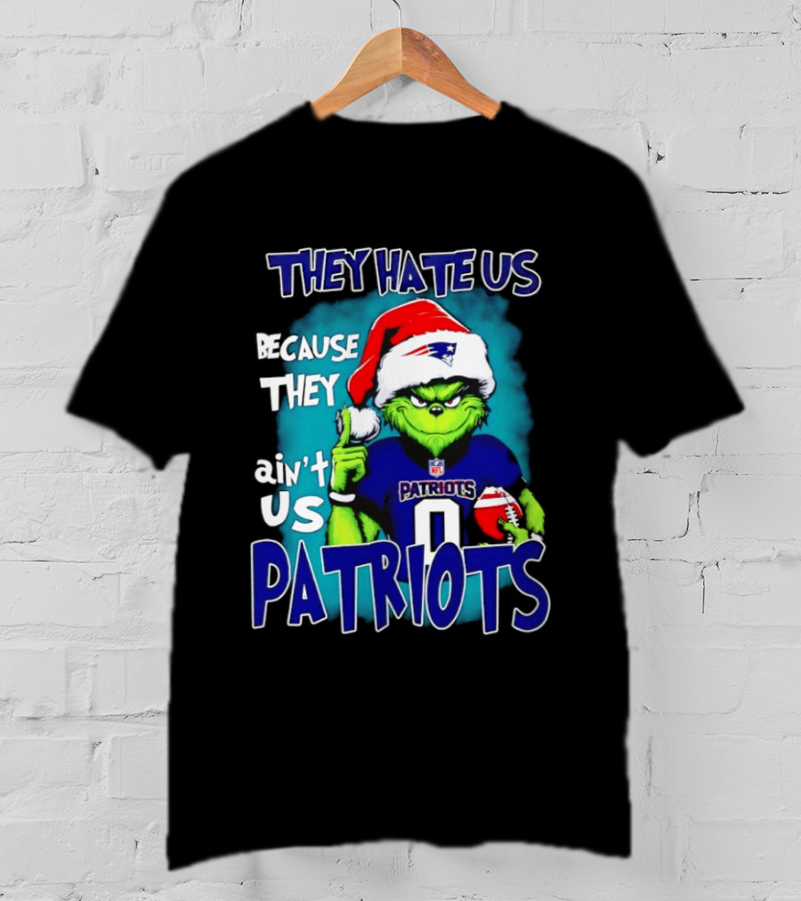 New England Patriots Grinch Santa 2026 They Hate Us Because They Ain't Us T-Shirt