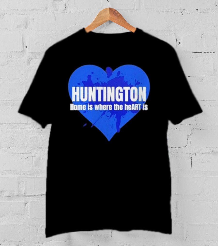 Huntington Home Is Where The Heart Is Blue Paint Splatter T-Shirt