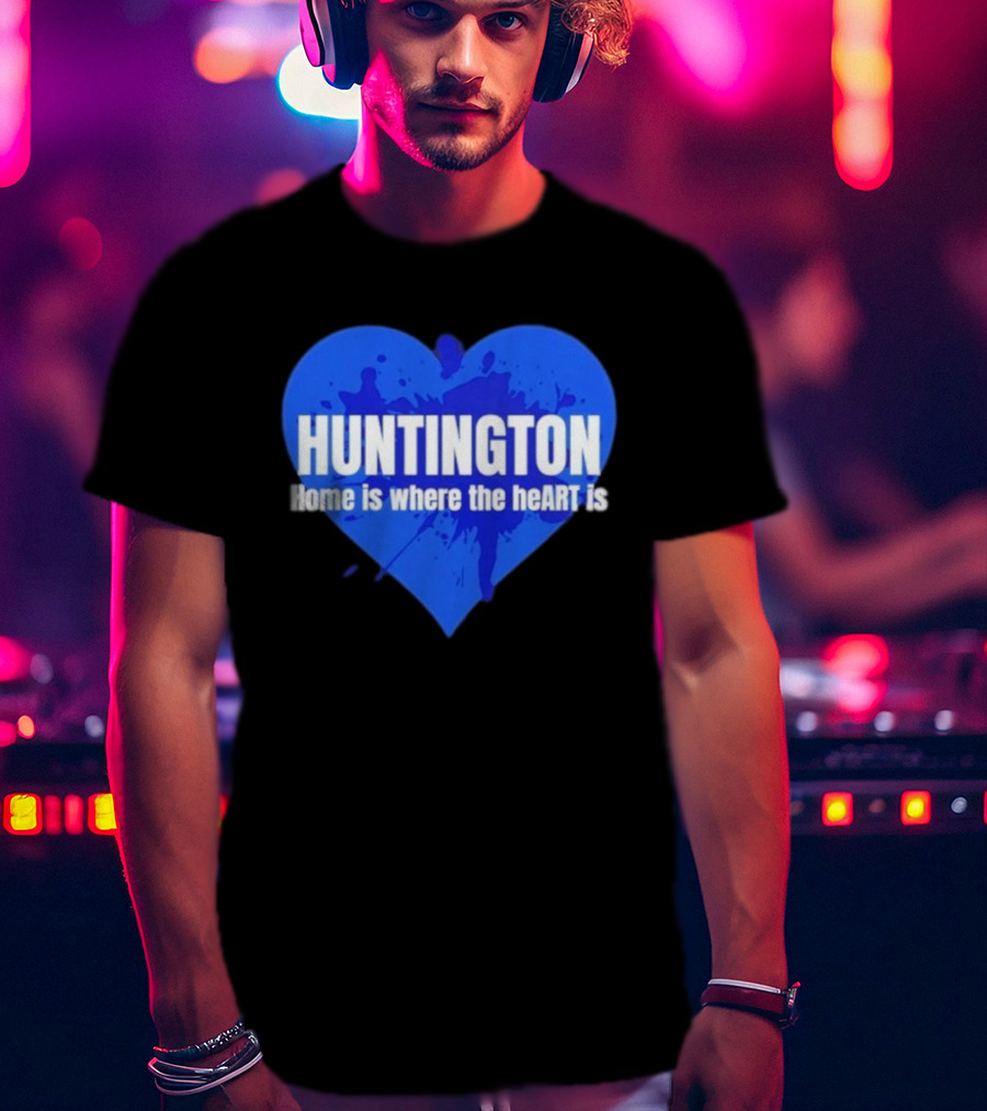 Huntington Home Is Where The Heart Is Blue Paint Splatter T-Shirt