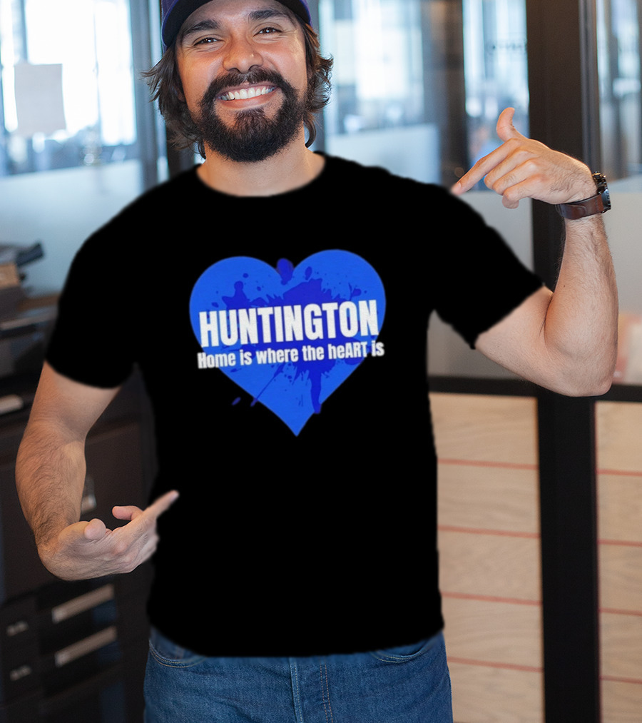 Huntington Home Is Where The Heart Is Blue Paint Splatter T-Shirt