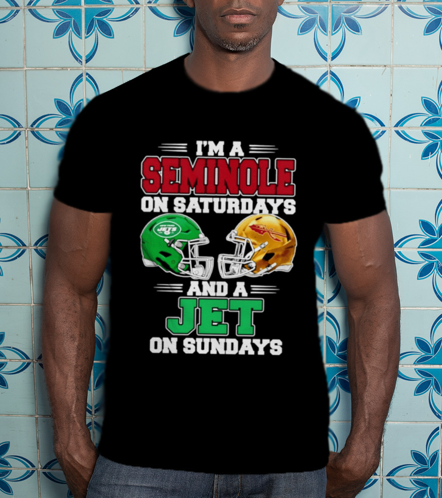 I'm A Seminole On Saturdays And A Jet On Sundays Football Helmets T-Shirt