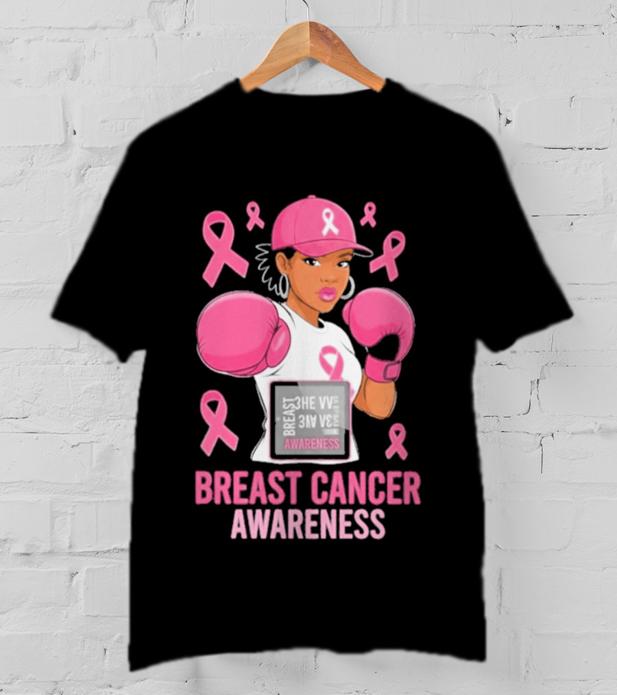 Breast Cancer Awareness Pink Boxing Fighter Empowerment T-Shirt