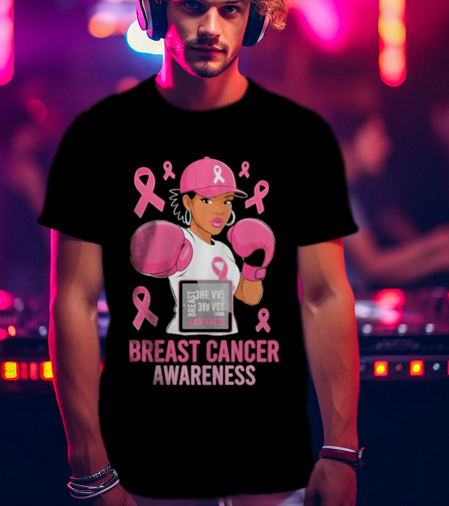Breast Cancer Awareness Pink Boxing Fighter Empowerment T-Shirt