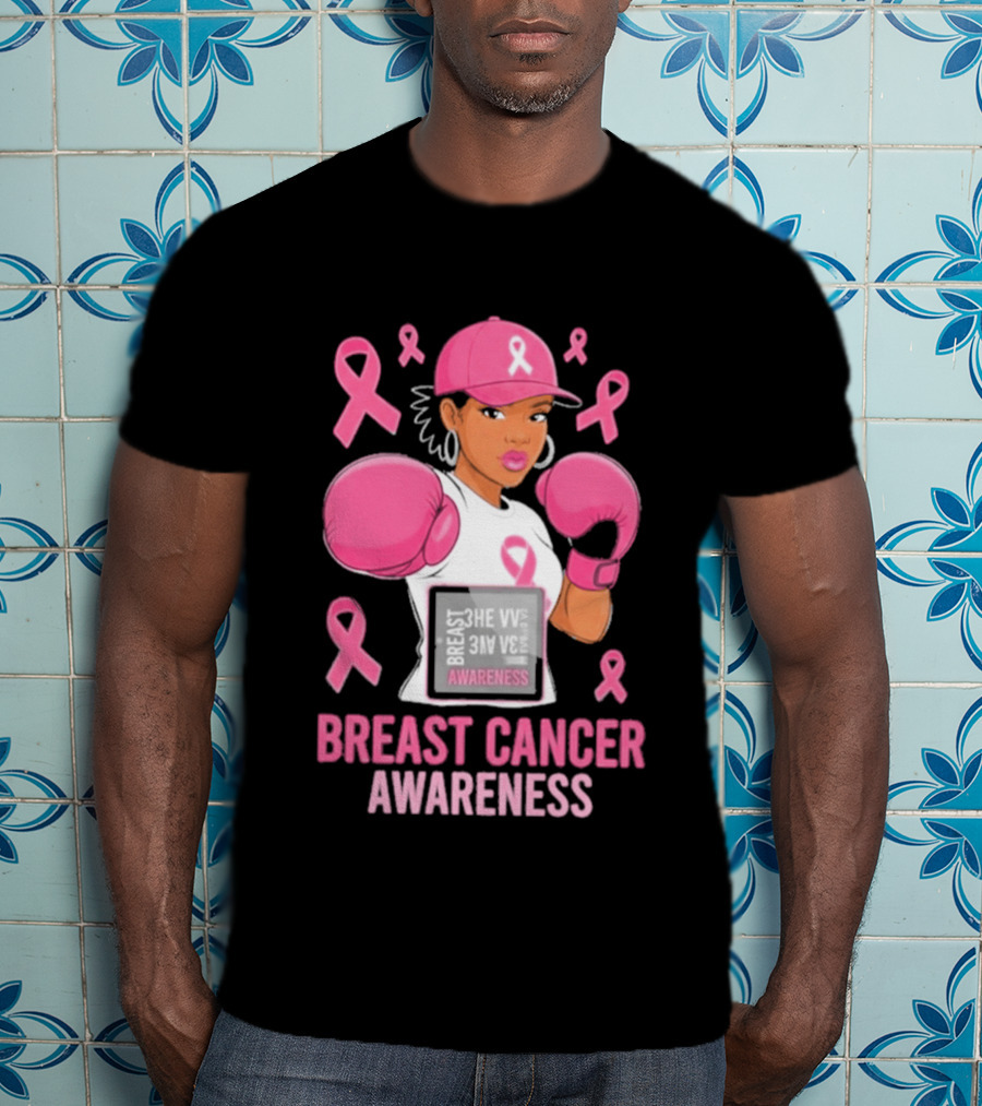 Breast Cancer Awareness Pink Boxing Fighter Empowerment T-Shirt