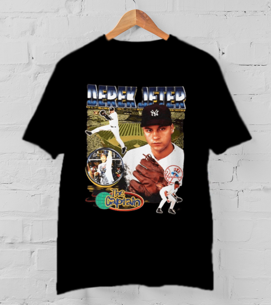 Derek Jeter New York Yankees The Captain MLB Player Tribute Two Sided T-Shirt
