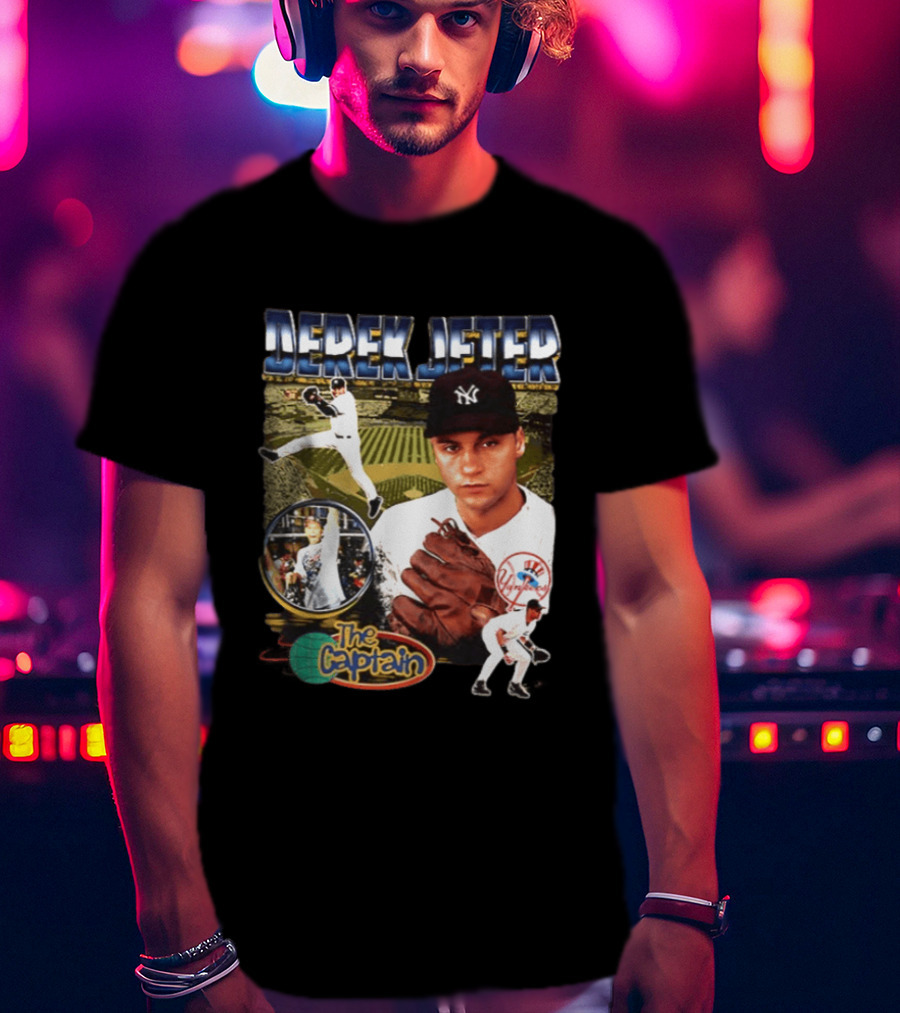 Derek Jeter New York Yankees The Captain MLB Player Tribute Two Sided T-Shirt