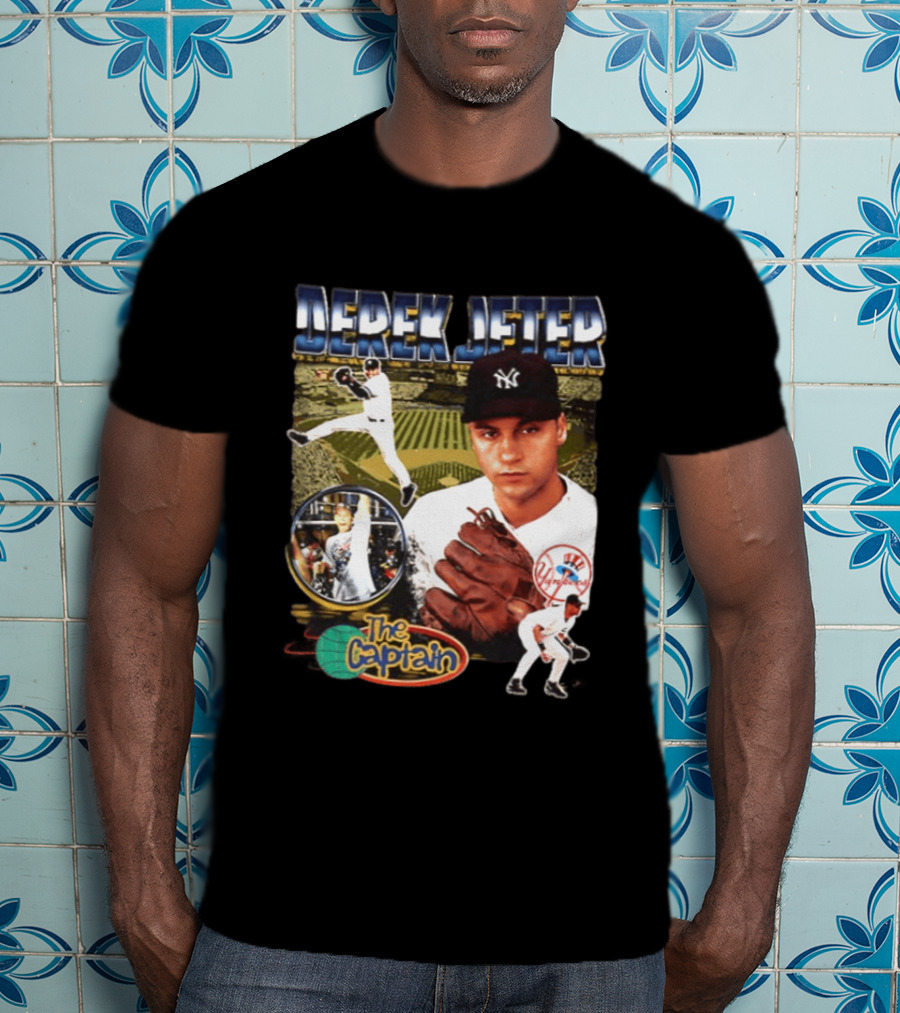 Derek Jeter New York Yankees The Captain MLB Player Tribute Two Sided T-Shirt