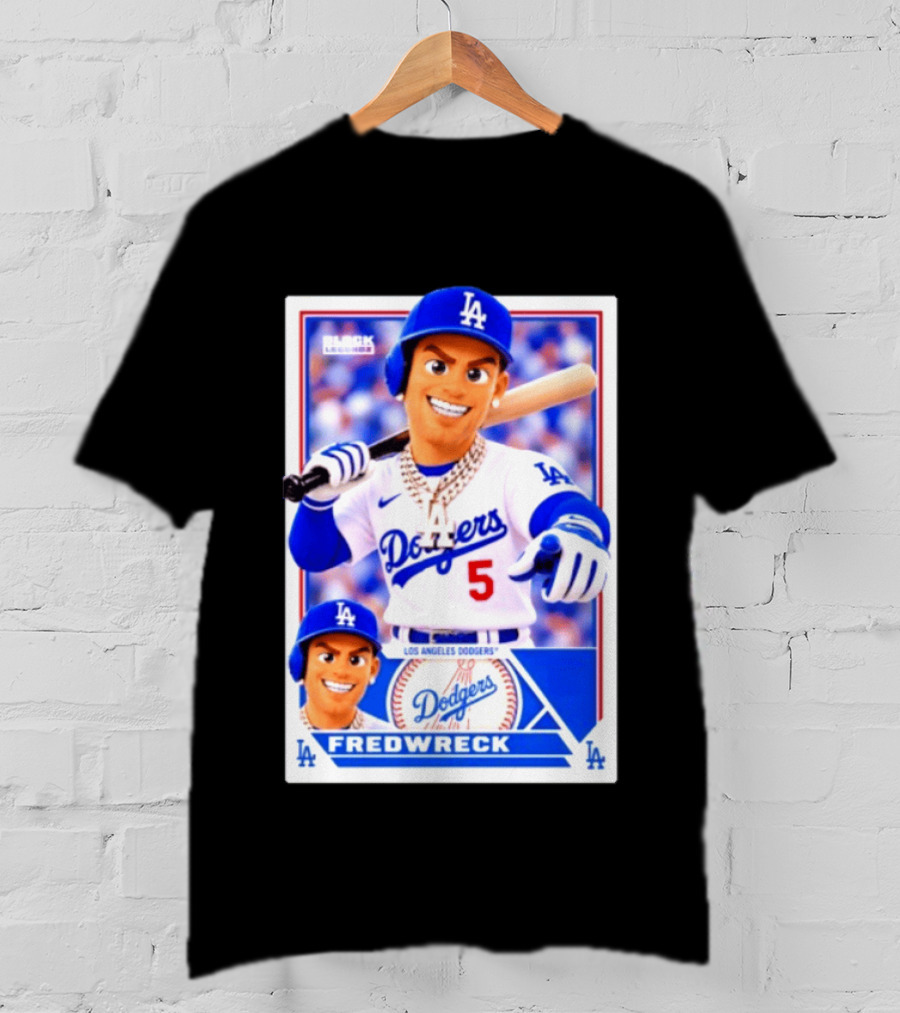 Los Angeles Dodgers Fredwreck Number 5 Block Legendz Baseball Card T-Shirt