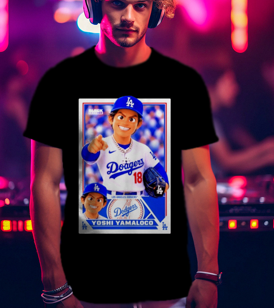 Block Legendz Yoshi Yamaloco Los Angeles Dodgers No 18 Baseball Card T-Shirt