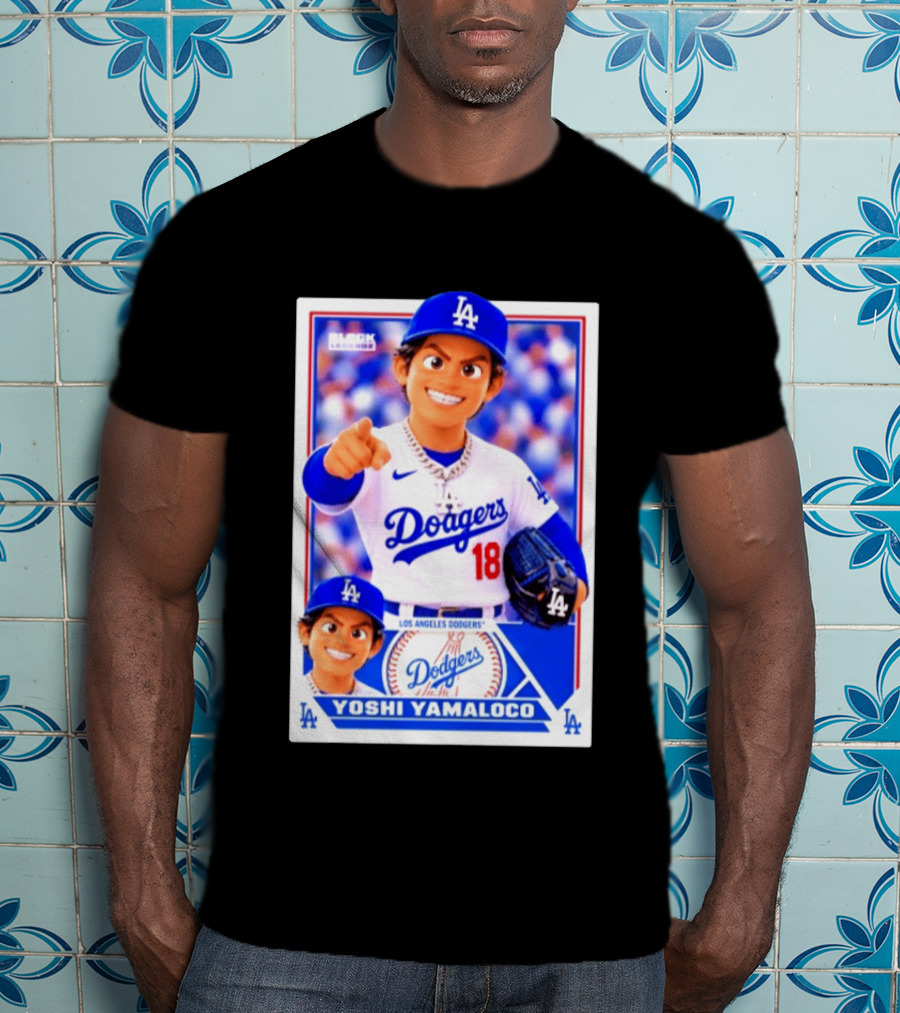 Block Legendz Yoshi Yamaloco Los Angeles Dodgers No 18 Baseball Card T-Shirt