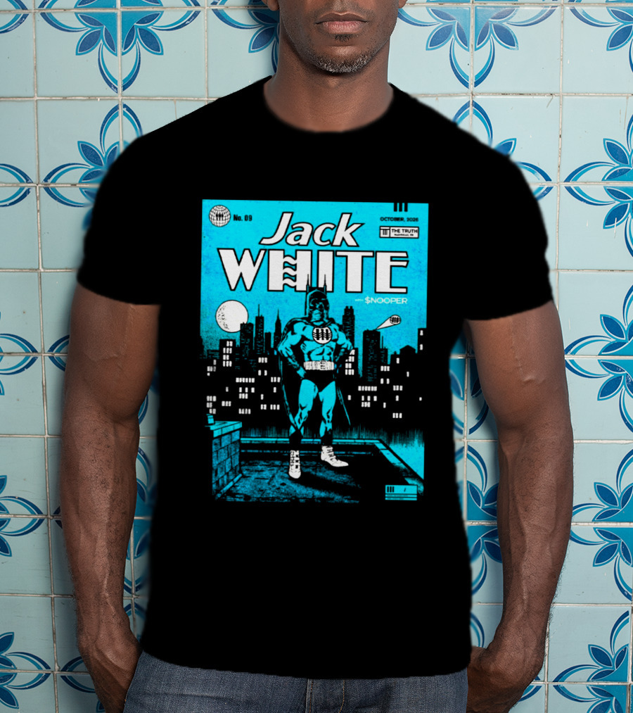 Jack White With Snooper Nashville TN 2026 Night 1 Live At The Truth October 9 Superhero Cityscape T-Shirt
