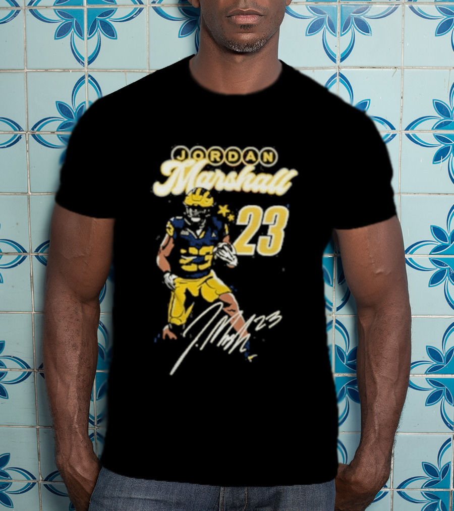 Jordan Marshall Michigan Wolverines 23 Player Signature T-Shirt