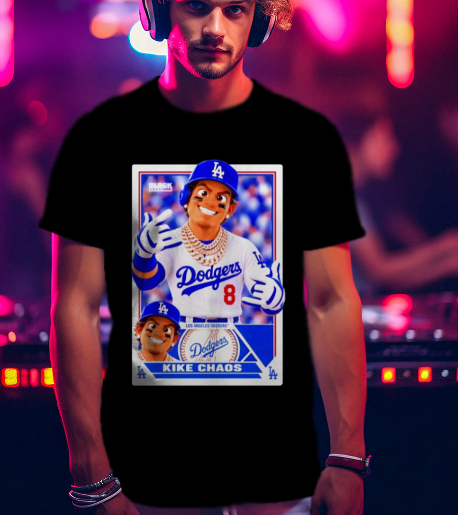 Kike Chaos Los Angeles Dodgers No 8 Block Legendz Baseball Card Dodgers LA T-Shirt