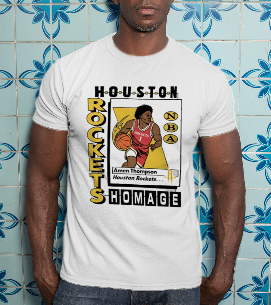 Amen Thompson Houston Rockets NBA Homage Trading Card T-Shirt