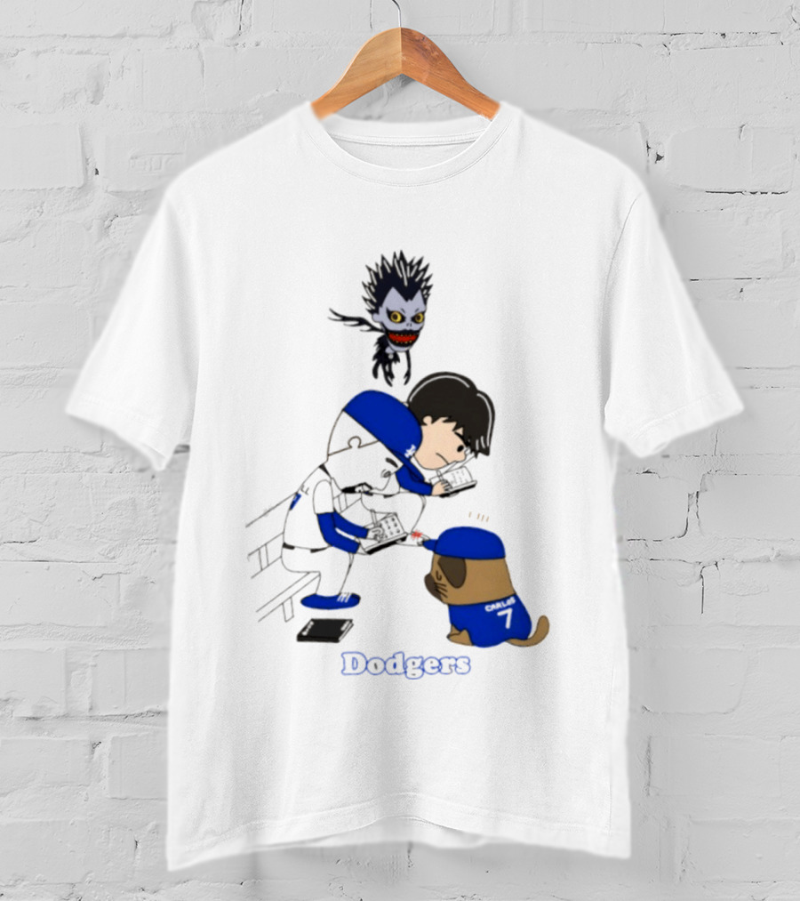 Death Note Dodgers Carlos Snell Baseball Cartoon Collaboration T-Shirt
