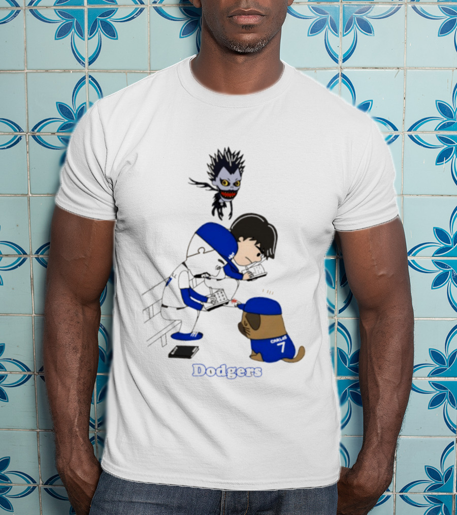 Death Note Dodgers Carlos Snell Baseball Cartoon Collaboration T-Shirt