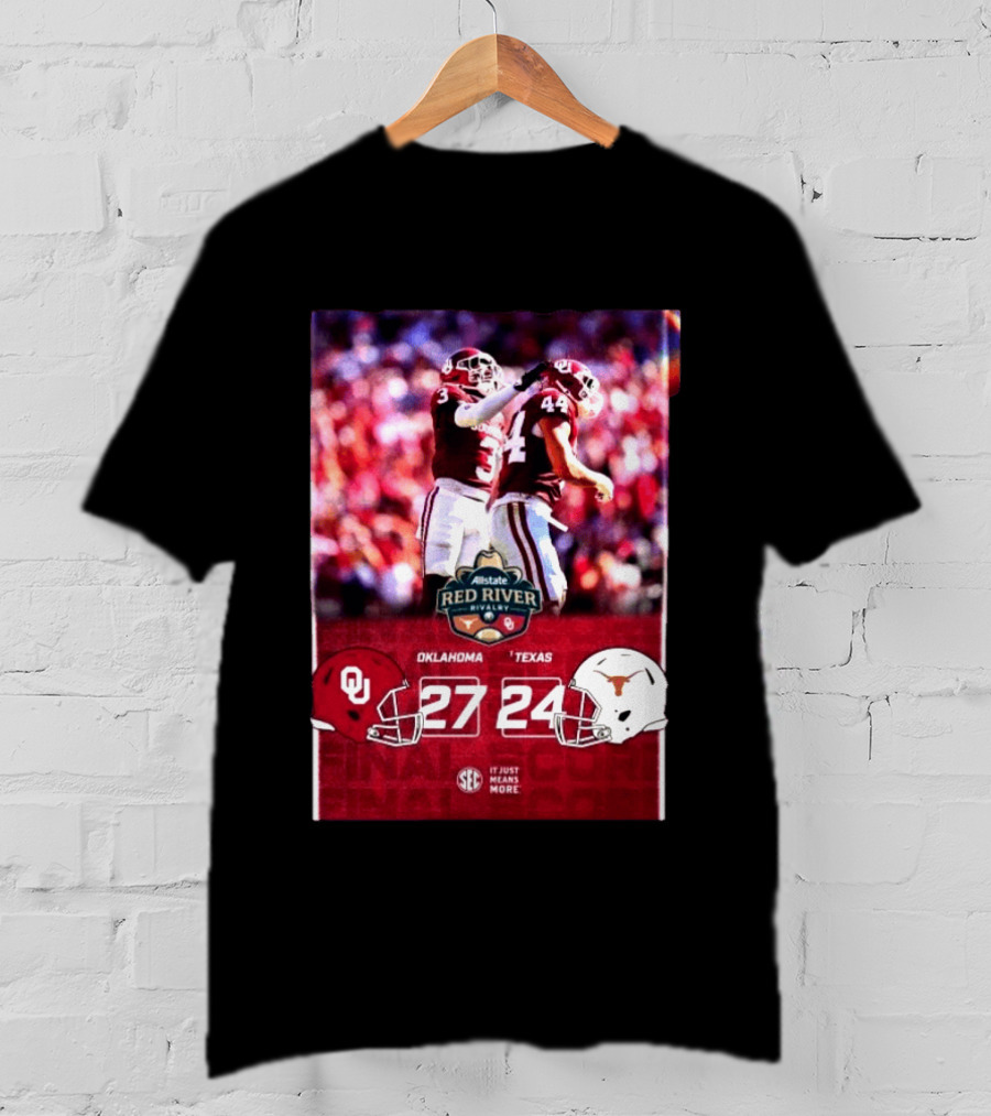 Allstate Red River Rivalry 2026 Oklahoma 27 Texas 24 Score Highlights T-Shirt