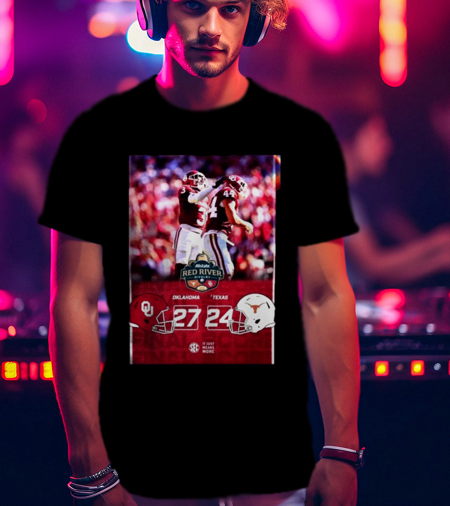 Allstate Red River Rivalry 2026 Oklahoma 27 Texas 24 Score Highlights T-Shirt