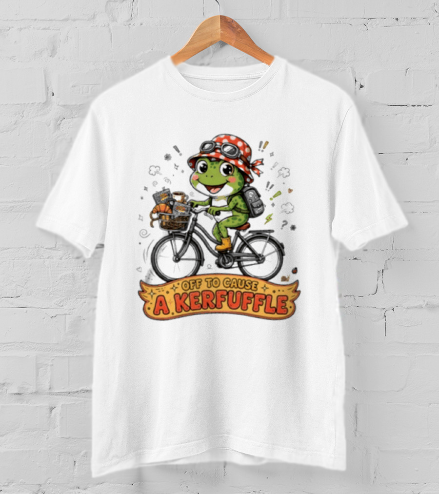 Frog On Bicycle Off To Cause A Kerfuffle Ride T-Shirt