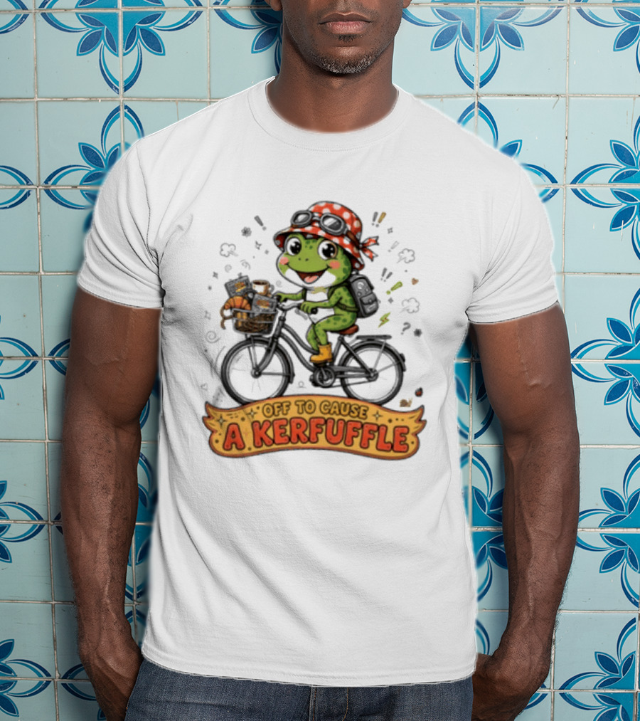 Frog On Bicycle Off To Cause A Kerfuffle Ride T-Shirt