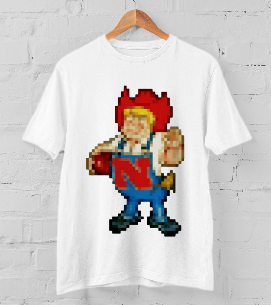 Herbie Husker Nebraska Cornhuskers Pixelated Character With Football T-Shirt